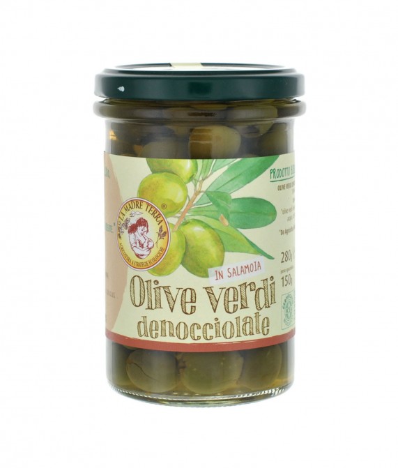 Olive verdi denocciolate in salamoia - 280 gr Olive verdi denocciolate in salamoia - 280 gr